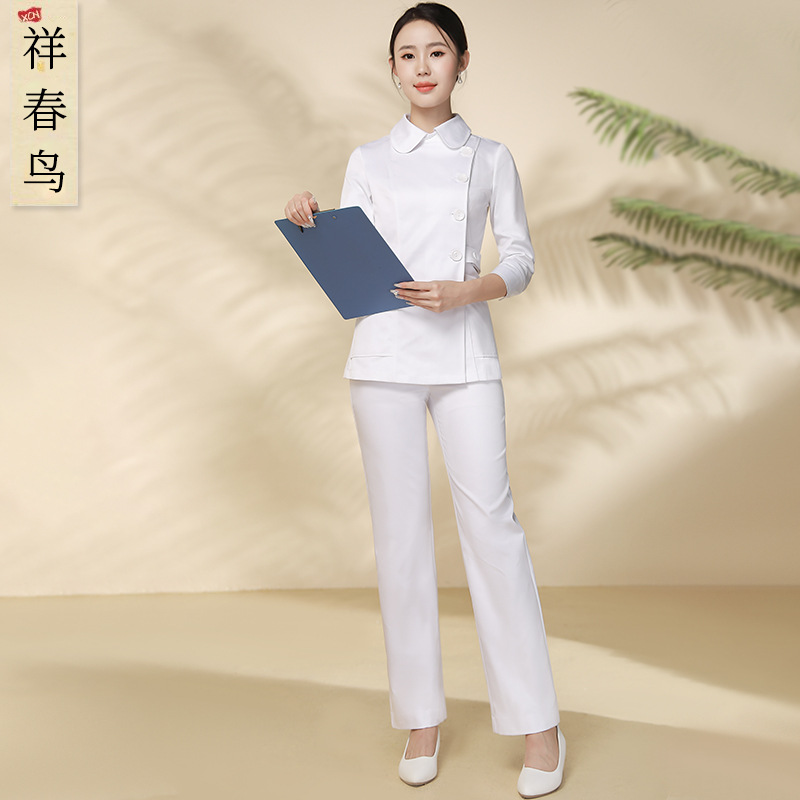 Xiangchun Bird Nurse Uniform Women's Long-Sleeved Split Suit Spring and Autumn Beauty Salon Skin Management Beautician Work Clothes