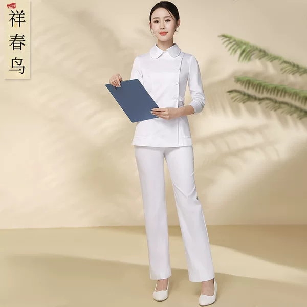 Xiangchun Bird Nurse Uniform Women's Long-Sleeved Split Suit Spring and Autumn Beauty Salon Skin Management Beautician Work Clothes