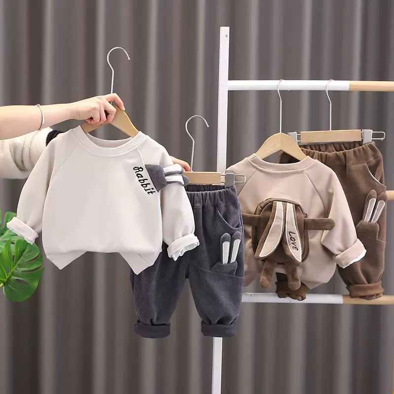 小童卫衣春秋新款儿童1-5岁男女童洋气长袖两件套宝宝休闲长裤潮