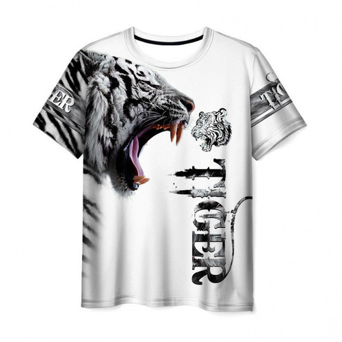 Men's T-shirt 3D T-shirt Casual Men's T-shirt Short-sleeved 3D printed T-shirt Animal Tiger