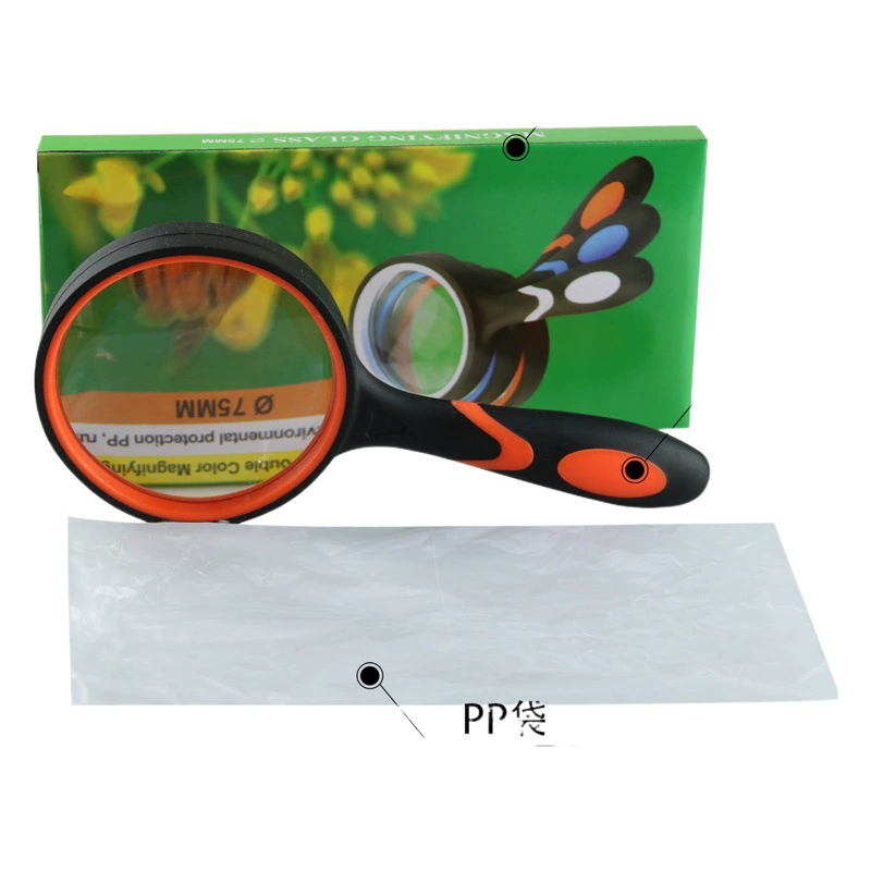 10x HD оптическая линза резиновая устойчивая к падению пластиковая ручка для чтения пожилых людей ручная стеклянная оранжевая Лупа