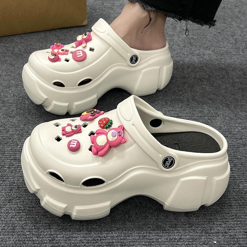 超厚手の人気の汗ばむ犬の下駄女性用 2023 厚底ビーチシューズインターネットセレブ身長増加サンダルとスリッパアウターウェア卸売|undefined
