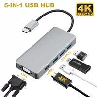 Кроссперчатники универсальный конвертер TYPE C мультитул USB3.1 на HDMI + VGA, одна карта дисплея 3* USB ноутбука док-станция