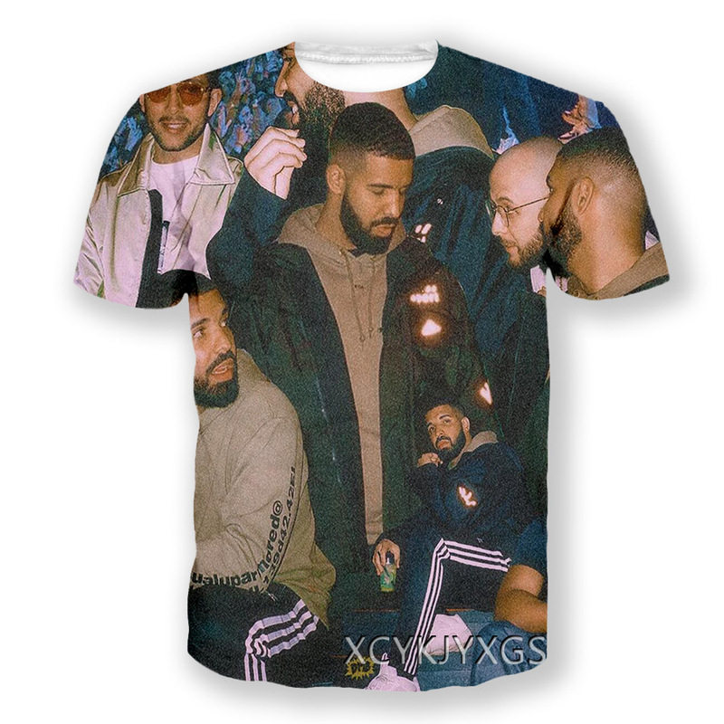 Amazon Hot Selling 3D Digital Aubrey Drake Grehan Printed Round Neck Short Sleeve Teenager T-Shirt