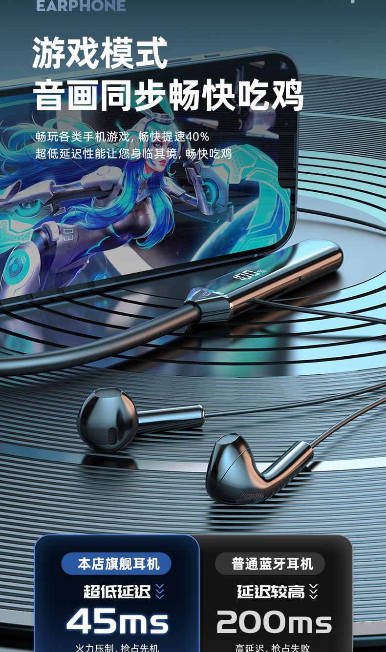 New sports neckband Bluetooth earphones with ultra-long standby time, heavy bass, suitable for running and listening to music, compatible with Apple and Android phones