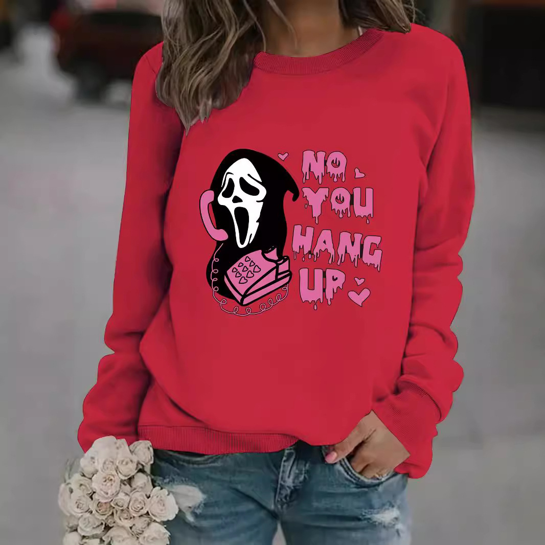 Women's Clothing autumn and winter women's casual long sleeved round neck Death Calls printed pullover sweatshirts wholesale_voghion.com