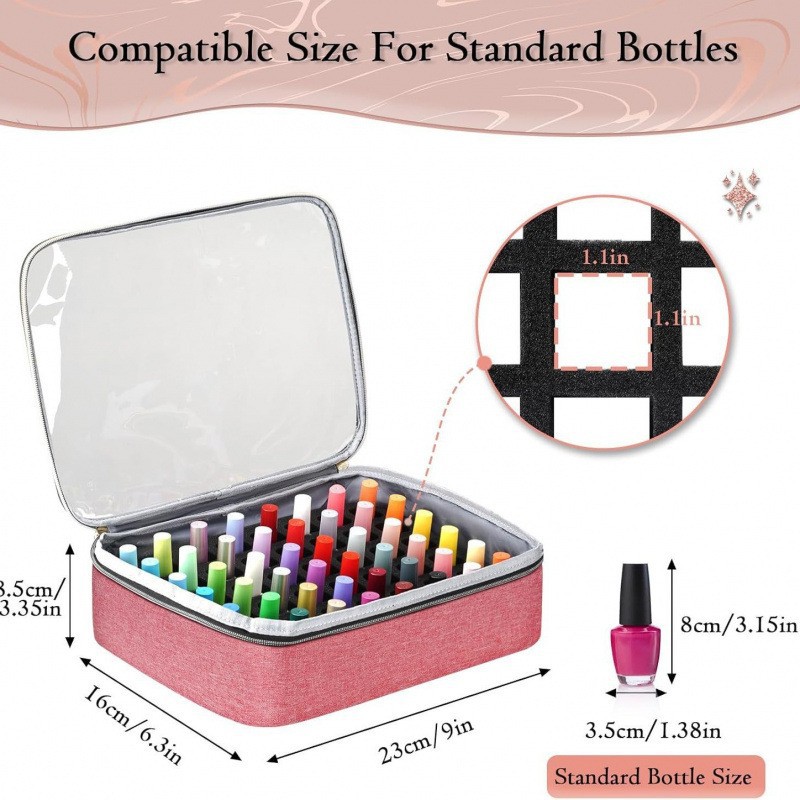 Nueva caja de almacenamiento de esmalte de uñas de doble capa, bolsa de acabado de esmalte de uñas con 2 bolsas extraíbles y kit de herramientas