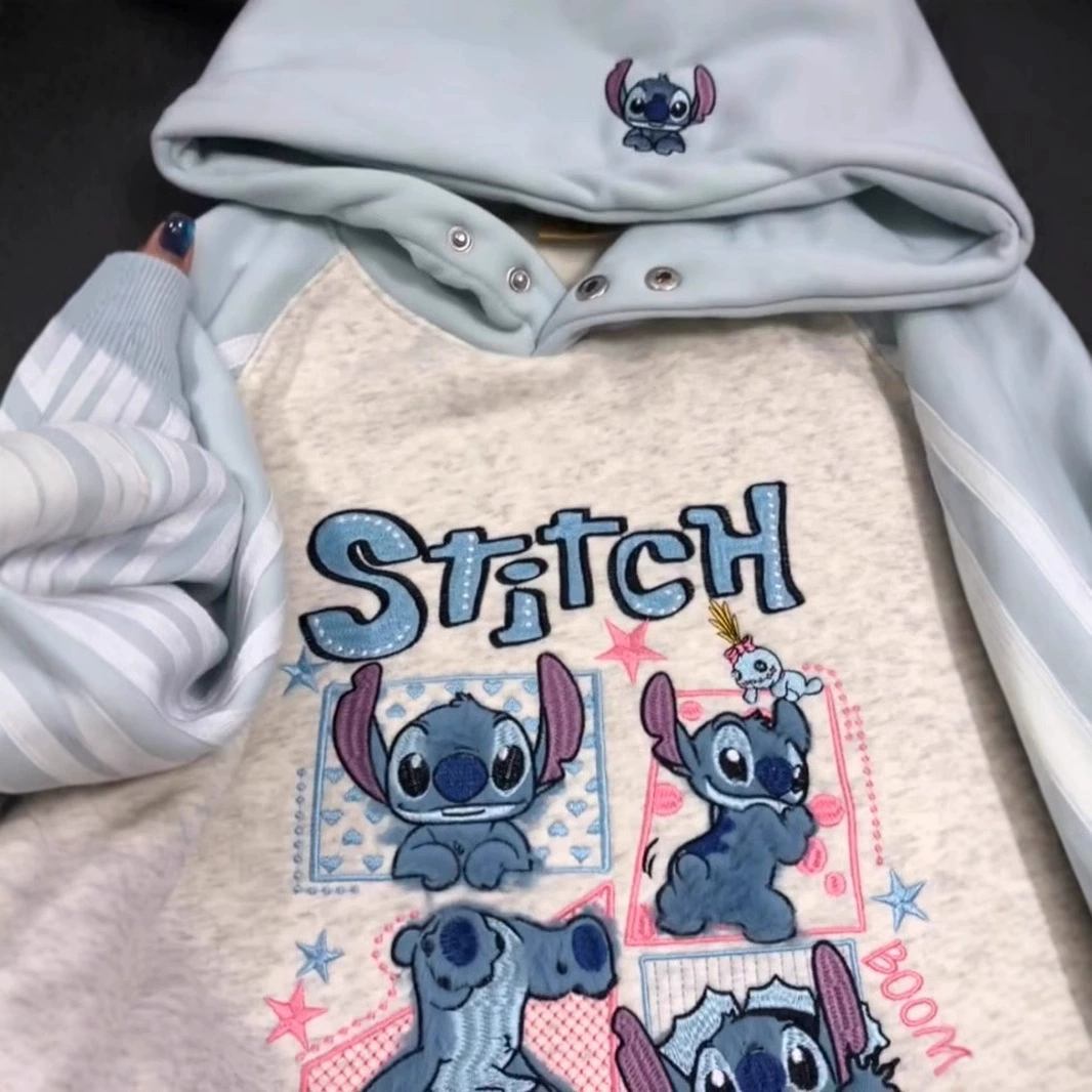 Хлопок молочный синий милый Стили с капюшоном свитер женский зимний бархат утолщение мультфильм вычитание пиджак