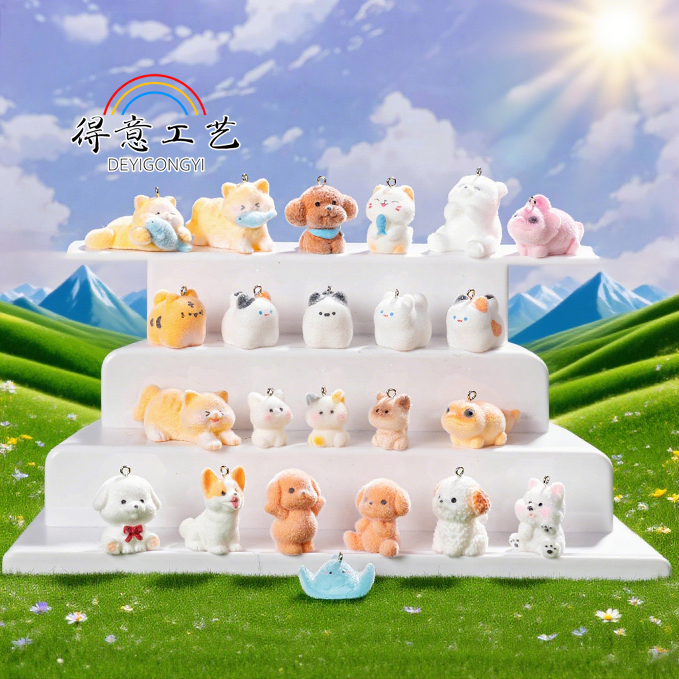 植绒公仔可爱小动物萌粒 diy装饰品钥匙扣包包挂配件汽车载小摆件