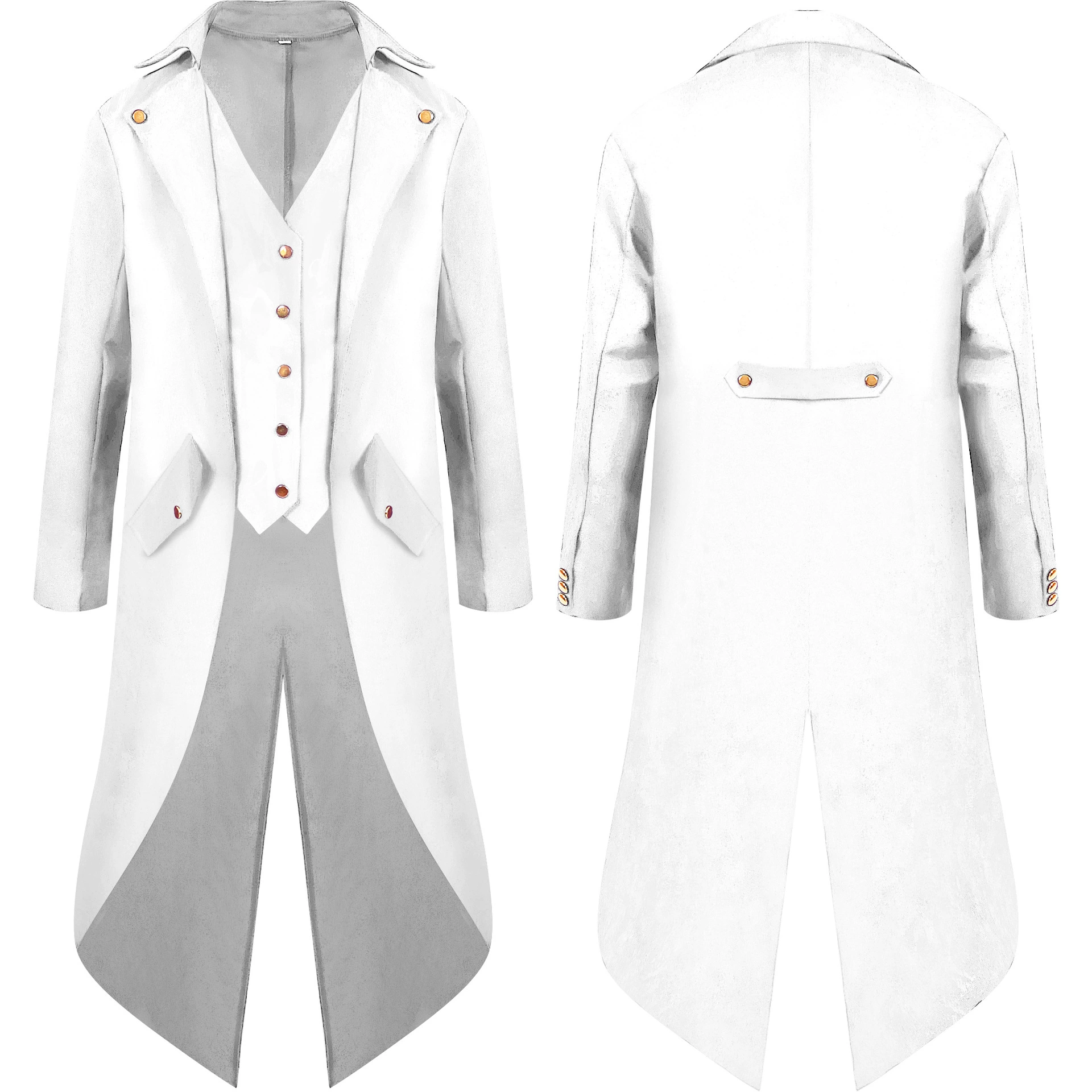 Men's Medieval Punk Tuxedo Coat, Mid-Length Retro Cosplay Jacket, Multi‑color Sizes