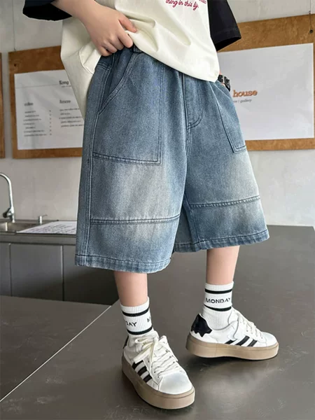 Boys' Denim Shorts Summer Sports Children's Pants 2026 New Style Loose Five-Point Pants Versatile Trendy Pants