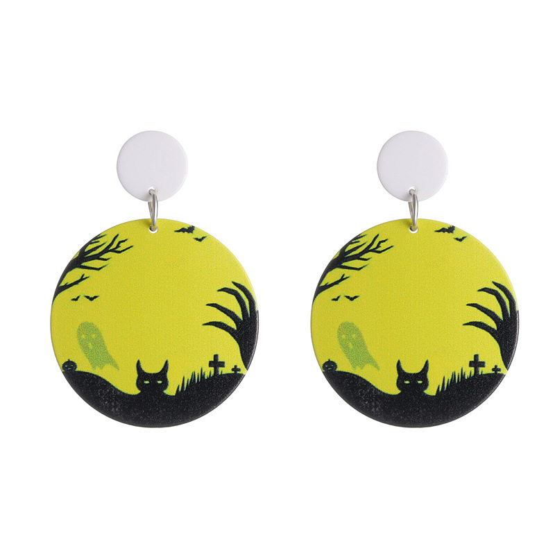Nueva Halloween Stud pendientes moda personalidad puesta de sol extraña noche Luna bat pendientes mujer fabricante