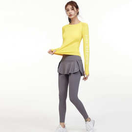 秋季防晒速干广场舞宽松瑜伽服t恤长袖网红跑步训练速干衣健身服