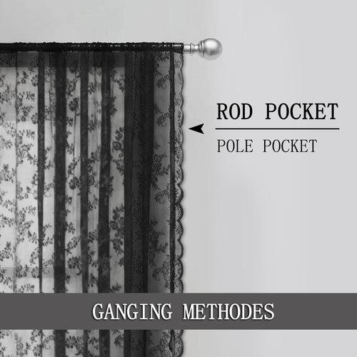 French lace sheer curtains with half-light floral edge rod curtains complete TEMU dropshipping