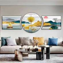 新款装饰画沙发背景墙山水挂画中式轻奢现代简约钻画卧室圆角批发