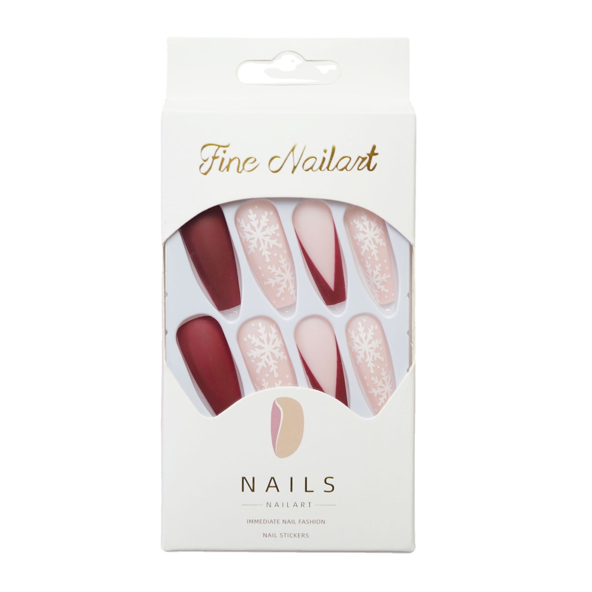 50g Weight press-on nails Nail Supplies 1 Set Quantity ABS Material Christmas Festival Snowflake Pattern Sweet Style Christmas Sweet Snowflake ABS Press-on Nails 1 Set 2