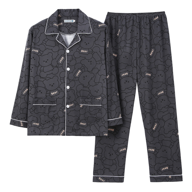 Pijamas de los hombres de manga larga de algodón de primavera y otoño delgada más el tamaño de prendas de vestir exteriores de los hombres pijamas de invierno homewear