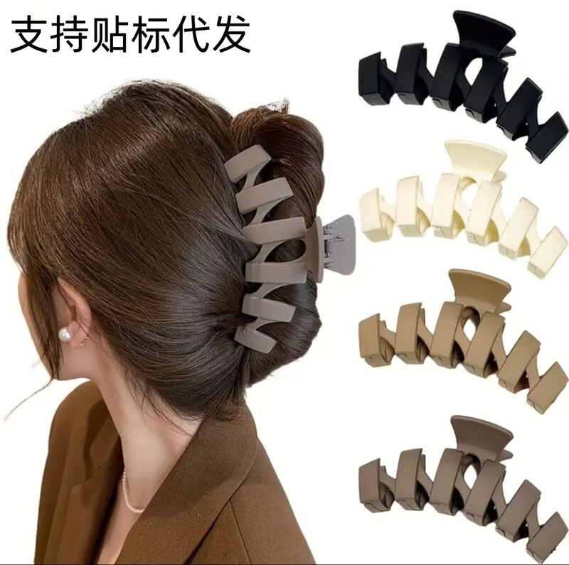 韓国版の高級感のあるヘアピンのシンプルな雰囲気のクロスボーダーの一字のスプリングクリップの女性のカレー色のフロストのぬいぐるみクリップ|undefined