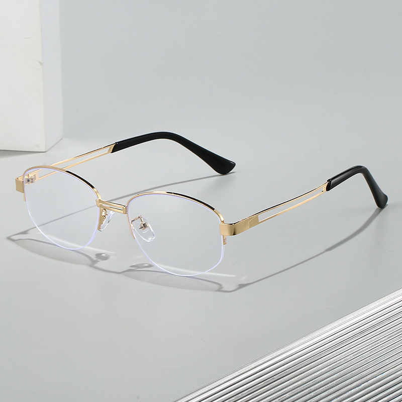 High-End Gold Wire Plain Myopia Glasses Frame Retro Half-Frame Glasses for Women Anti-Blue Light Face-Showing Small Thick-Rimmed Glasses Frame