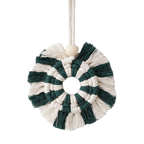 Nordic handmade woven tapestry ornament Bohemian Christmas decoration hanging circle fringe wall hanging for children's room decoration