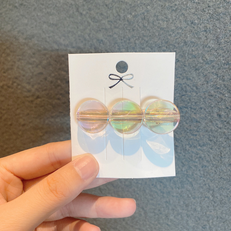12g Weight Headwear Classification Festival Occasion Heart Pattern Women'S Gender Korean Laser Transparent Ice Cube Hairpin 8