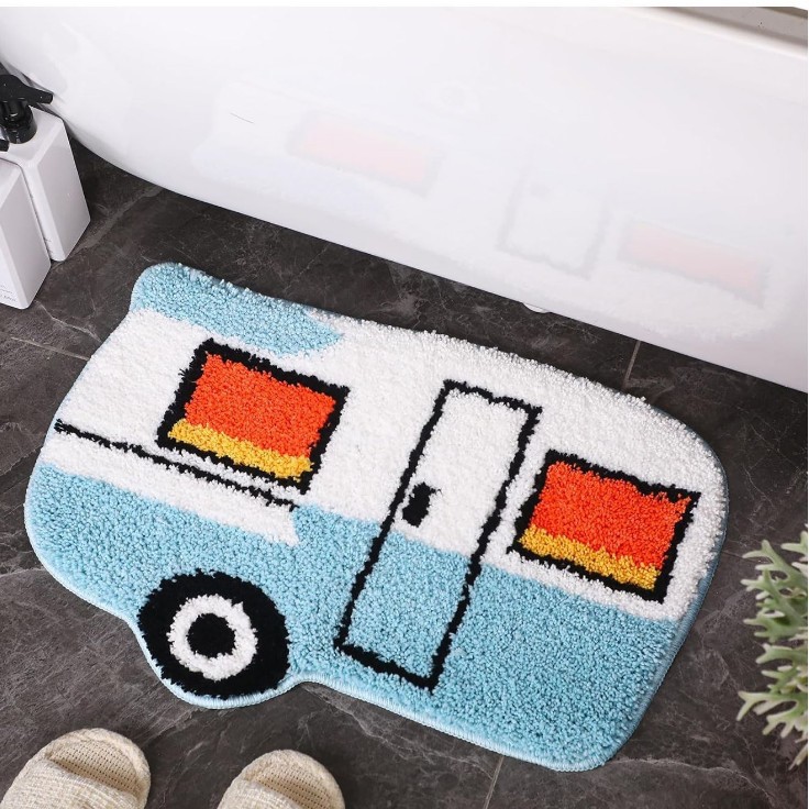 Cross-border cartoon animal-shaped faux cashmere floor mat for bathroom, water-absorbent, non-slip, cooling foot mat, entrance door mat