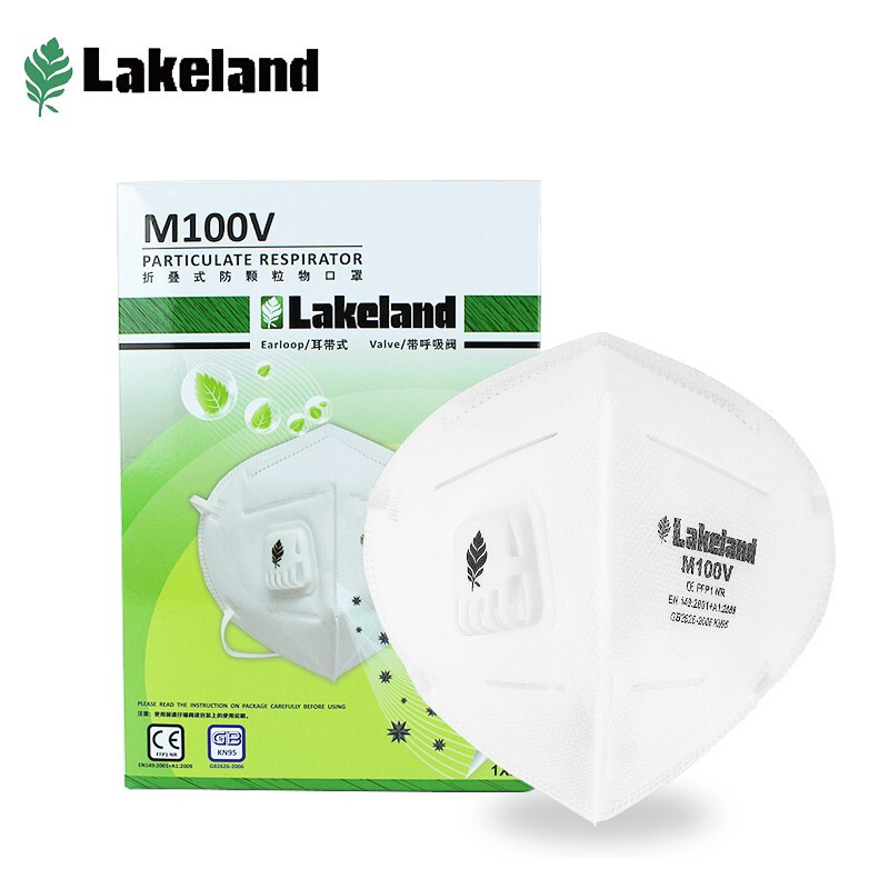雷克兰 M100V KN95口罩 自吸过滤式耳戴折叠式带呼吸阀防尘防颗粒