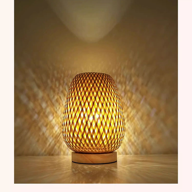 Cross-Border Bamboo and Rattan Table Lamp, Farmhouse Style Bedside Atmosphere Lamp, Desk Study, Bar, Cafe, Restaurant Table Lamp