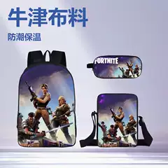 New Cross-Border Fortnite Kids Backpack Elementary School Student Pencil Case 3-Piece Set Cute Girls Lightweight Schoolbag Hot
