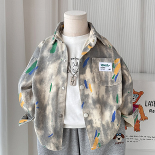 Boys' Denim Shirt Jacket Spring and Autumn 2025 New Children's Shirt Cardigan Boys' Spring Korean Version Trendy for Middle-Aged Children
