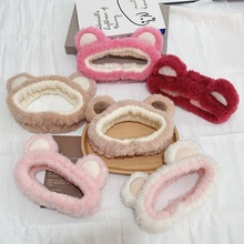 可爱小熊耳朵发带女洗脸敷面膜防滑毛绒发带网红草莓熊发箍发饰女