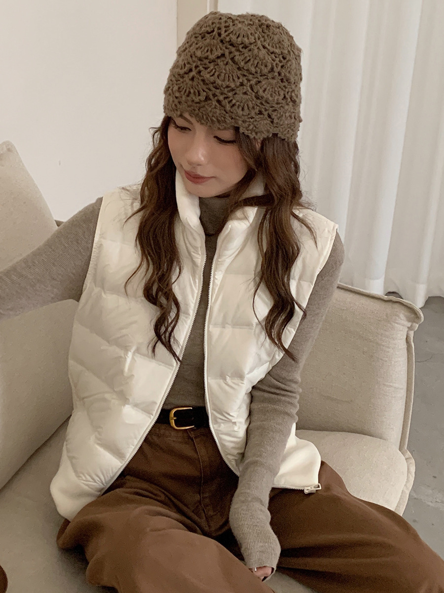 Finnafu nuevo chaleco de plumón de otoño y invierno de mujeres de alto nivel chaleco de chaqueta de arroz blanco caliente para usar una camisa universal