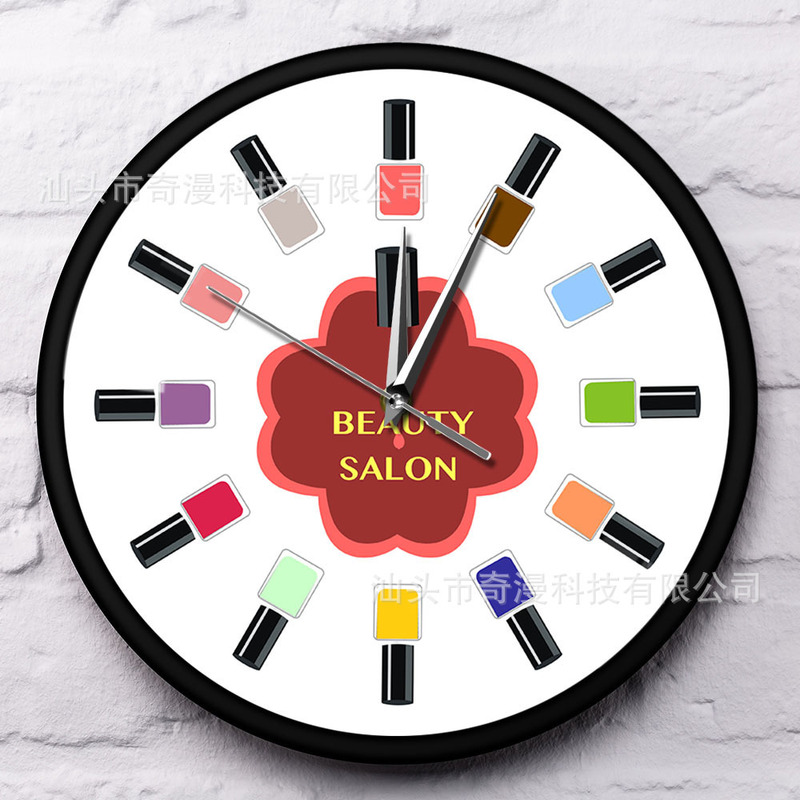 Metal Case Wall Clock Color Nail Polish Beauty Salon Wall Clock Nail Art Pedicure Wall Clock Art Nail Salon Clock