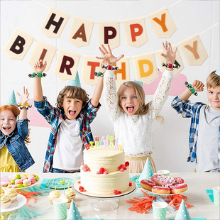 Felt Birthday Flag Party Scene Layout Happy Birthday Colorful Flag Bohemian Style Banner Manufacturer