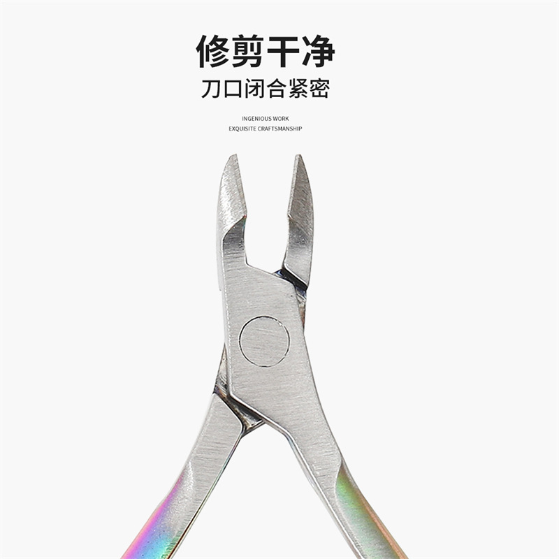 Cross-border especial color plateado uñas piel muerta empuje conjunto de tres piezas galvanoplastia uñas piel muerta tijeras removedor de uñas herramienta de manicura de empuje de acero