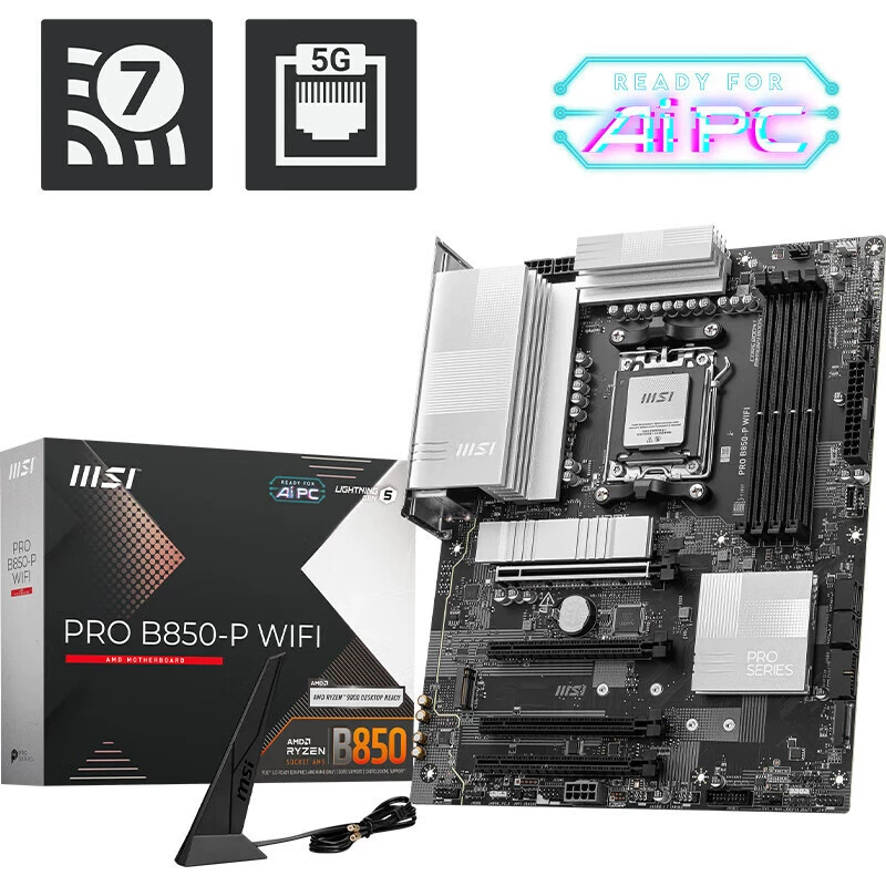Материнская плата для настольного компьютера MSI PRO B850-P WIFI, подходит для поддержки AMD 9000/8000/процессоров на сокете AM5