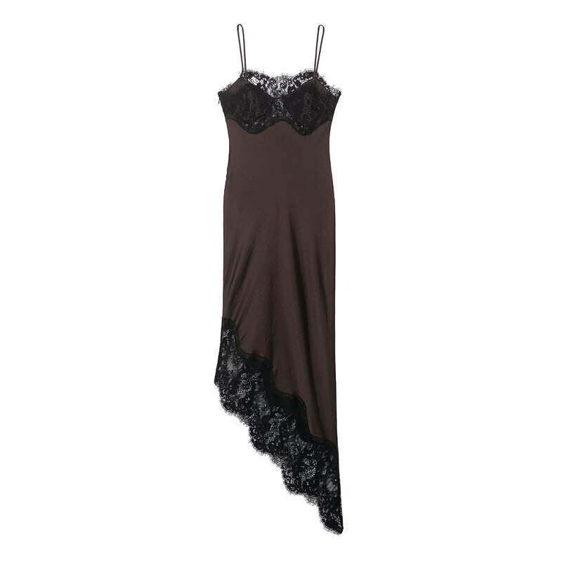 Bsk&Traf Women's Clothing 2025 Winter New Fashion Asymmetrical Lace Satin Dress 4772113 Bsk&Traf Women's Clothing 2025 Winter New Fashion Asymmetrical Lace Satin Dress 4772113