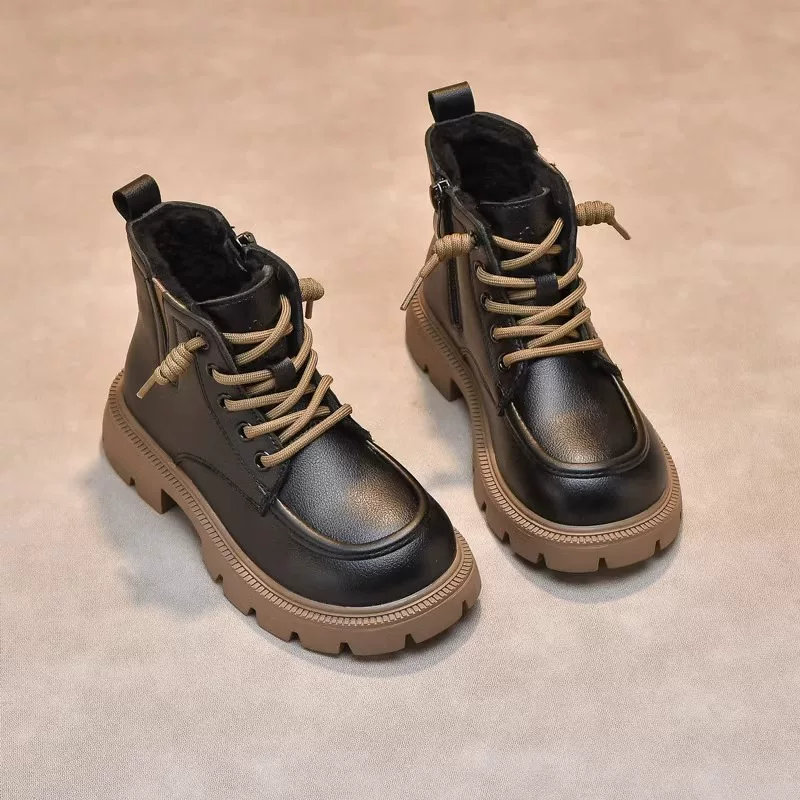 Martens, детские зимние флисовые теплые полусапожки, обувь для мальчиков