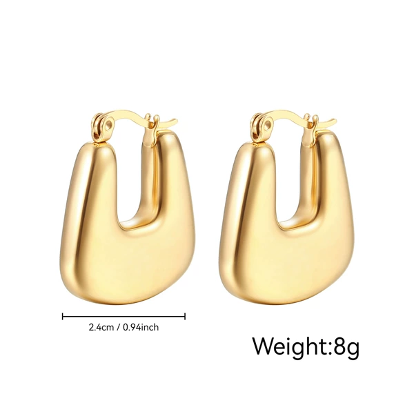 Fang-shaped empty earrings gold-colored MS-056
