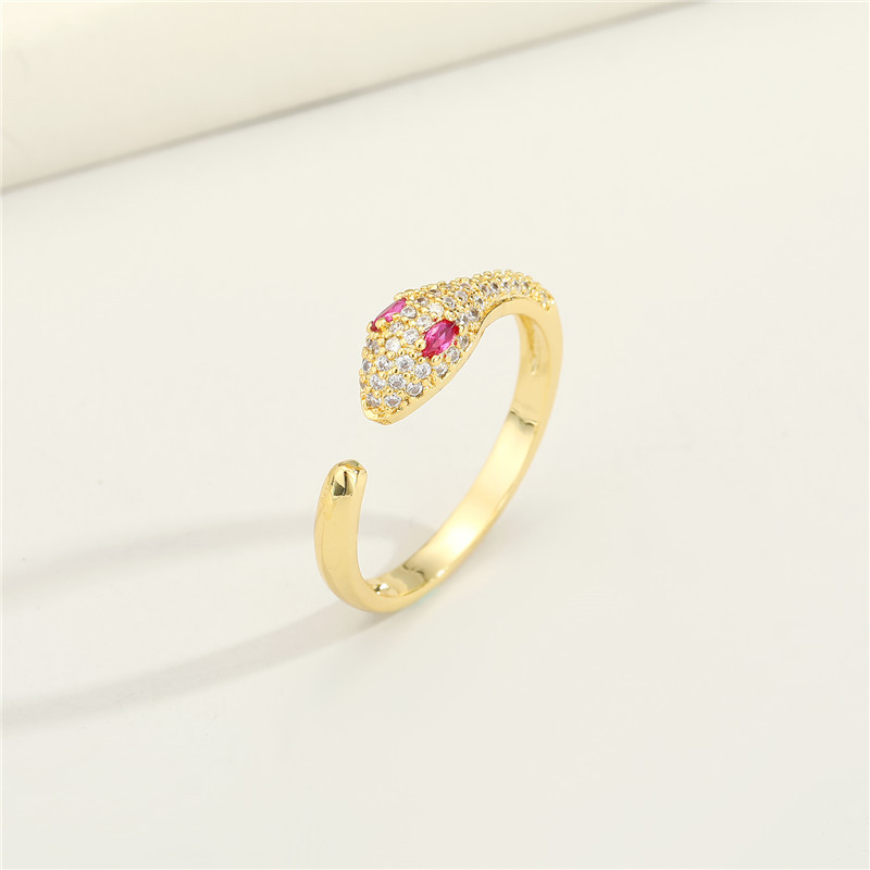 New Fashion Copper Micro-inlaid Zircon Snake Ring display picture 4