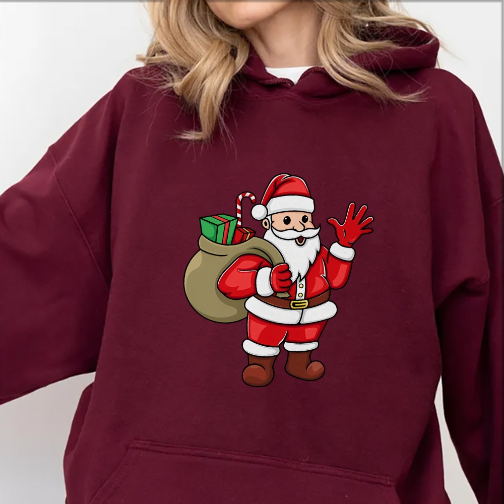 Jolly Claus Cartoon Print Unisex Women's Hoodie