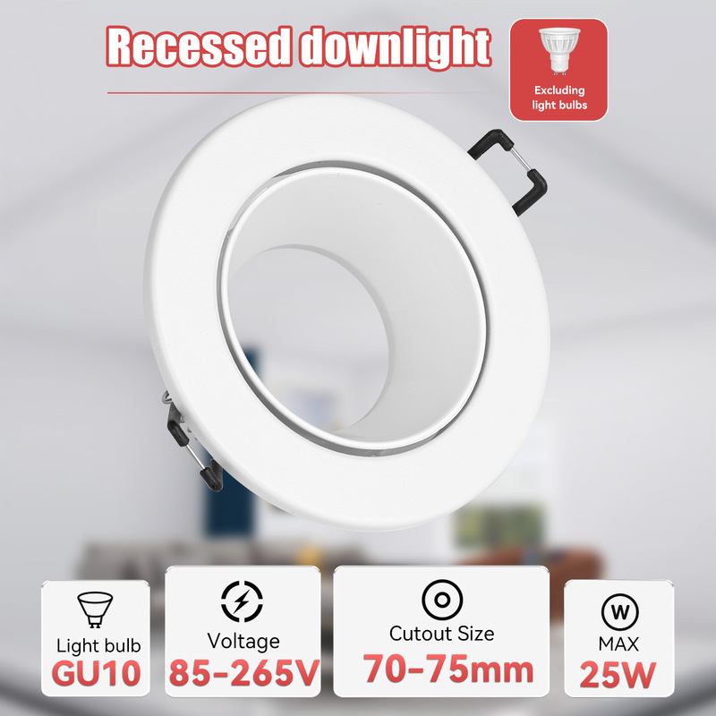 Frameless 75mm Recessed Downlight Waterproof Mainless Light Gu10 Clothing Store Living Room Hotel Home Anti-Glare Hole Light