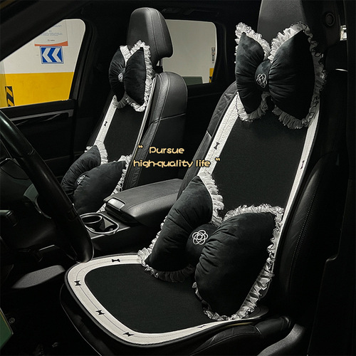 Light luxury bow car seat cushion autumn and winter short plush warm anti-slip car seat cushion comfortable car seat cushion for women