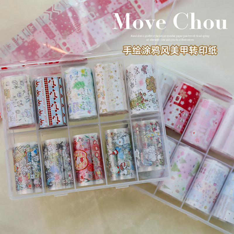 Han Feng Ins Hand-painted Graffiti Nail Art Transfer Paper Kitty Art Elements Cute Practical Kitty Illustration