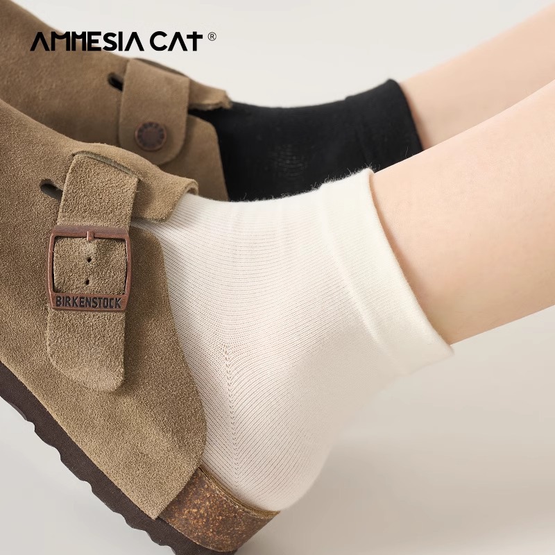 White Socks for Women, Short Socks to Match with Small Leather Shoes, Autumn Pure Cotton Short Tube Seamless Maternity Socks, Short Black Autumn Thin Style