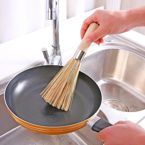 Kitchen pot washing pot wooden handle bamboo brush natural pot washing brush dishwashing decontamination cleaning pot brush supplies artifact wholesale