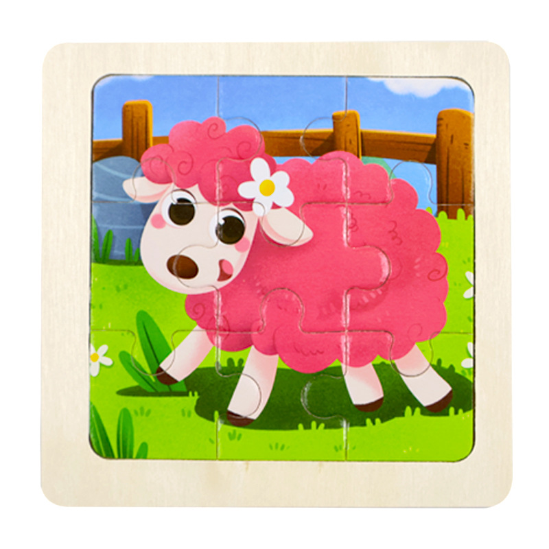 Fábrica directa de niños pequeños 9 piezas de dibujos animados de madera plano rompecabezas puzzle puzzle juguetes de educación temprana para bebés image 51
