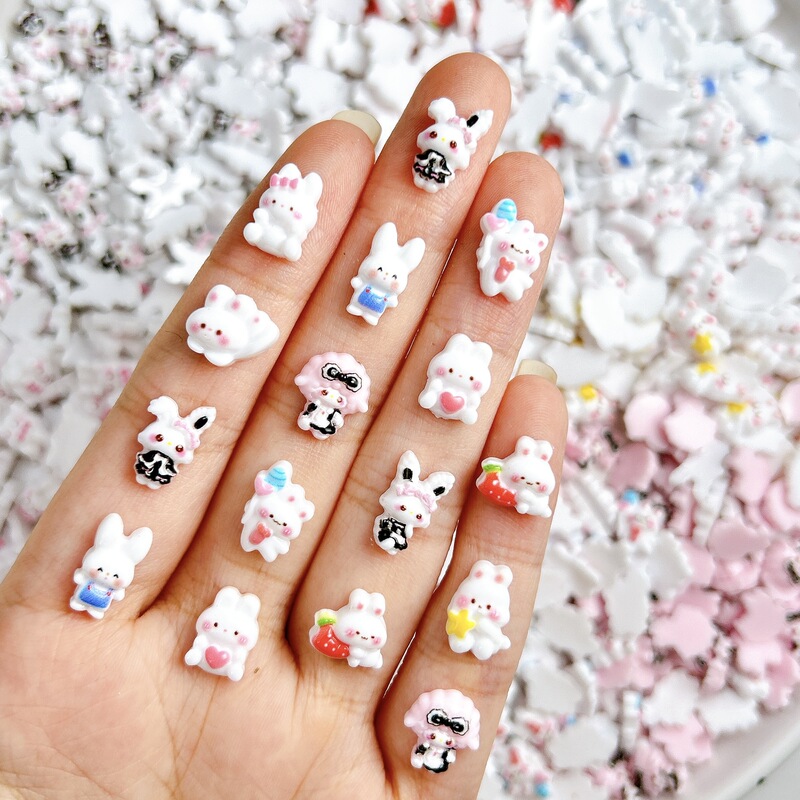 Cartoon Rabbit Nail Art Decorations Cute 3D Heart Blush Bunny Handmade DIY Nail Press-On Nail Accessories