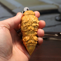 黄楊の木の彫刻の携帯盤は男性の木の取っ手の件を遊んで文を遊んで金剛の降る魔の杵の自動車の小さいペンダントを遊びます。