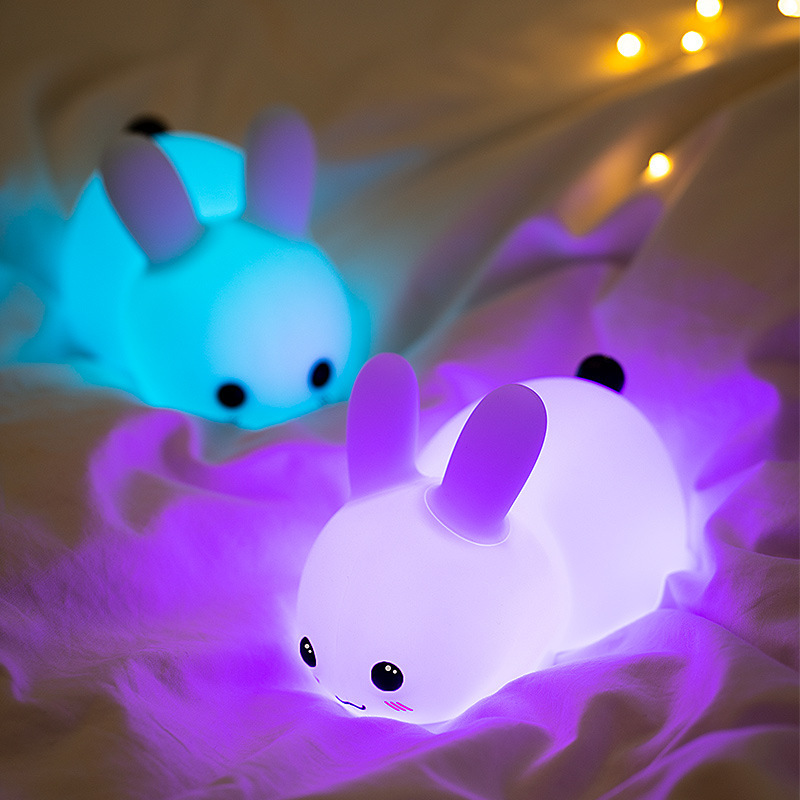 シリカゲル玉兎led小夜灯usb充電2色調光ぼんやりしています。|undefined